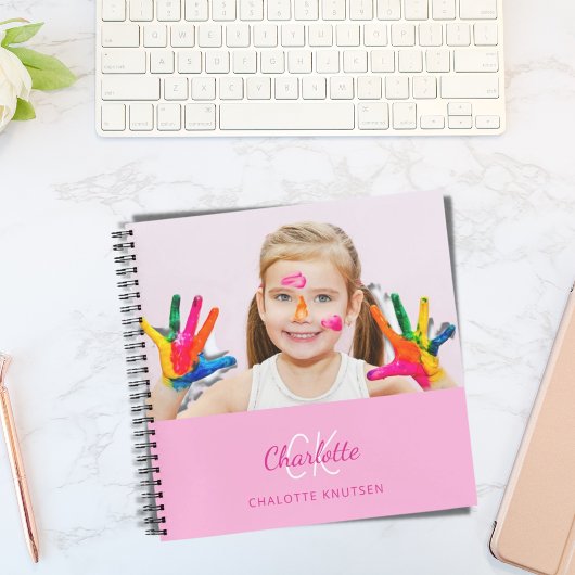 Sketchbook photo pink monogram girl ノートブック