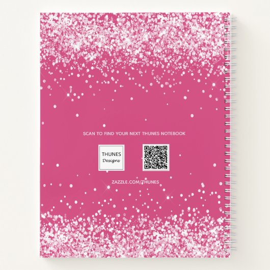 Sketchbook pink blush glitter name script ノートブック (裏面)