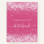 Sketchbook pink blush glitter name script ノートブック (正面)