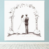 Sketchbook Romance Fine Line Art Wedding Seating  キャンバスプリント (インサイチュ (ウッドフロア))