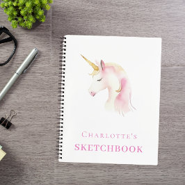 Sketchbook unicornピンクの白い女の子 ノートブック