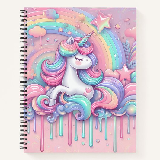 Sketchbook unicornピンクゴールドスターズノートブック ノートブック (正面)