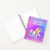 Sketchbook Unicornピンク紫の虹色の名前 ノートブック (内部)
