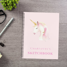 Sketchbook unicorn pink girl ノートブック