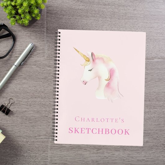 Sketchbook unicorn pink girl ノートブック