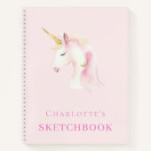 Sketchbook unicorn pink girl ノートブック (正面)