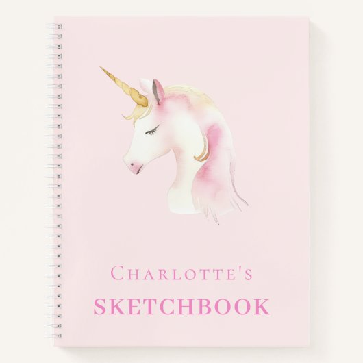 Sketchbook unicorn pink girl ノートブック (正面)