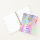 Sketchbook unicorn pink gold stars holographic ノートブック (内部)