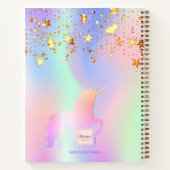Sketchbook unicorn pink gold stars holographic ノートブック (裏面)