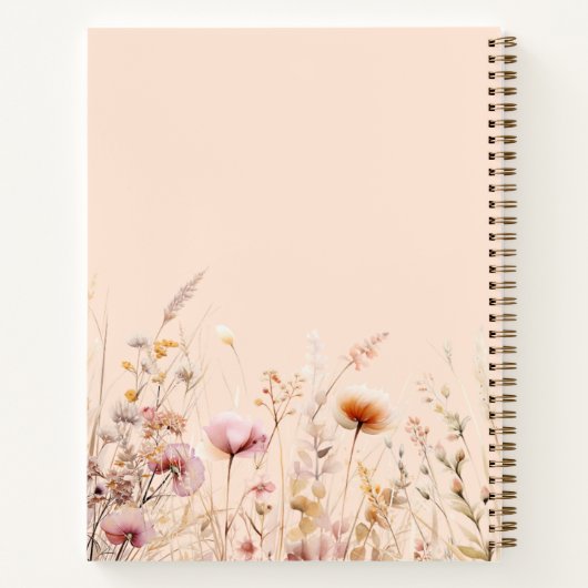 Sketchbook wildflowers pink peach name script ノートブック (裏面)