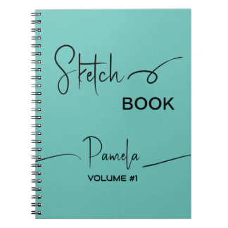 Sketchbook Your Name Scriptティール(緑がかった色)Blue ノートブック