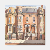 Sketched Brownstones | Boston Massachusetts マグネット (正面)