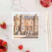Sketched Brownstones | Boston Street Painting スタンダードカクテルナプキン (インサイチュ)