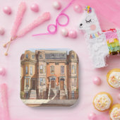 Sketched Brownstones | Boston Street Painting ペーパープレート (パーティー)