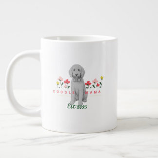 Sketched Doodle Mug with Flowers - Customizable ジャンボコーヒーマグカップ