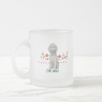Sketched Doodle Mug with Flowers - Customizable フロストグラスマグカップ