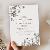 Sketched Hand Drawn Wildflower Wedding 招待状