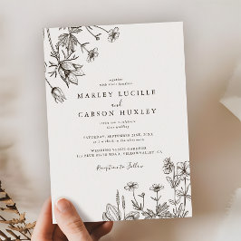 Sketched Hand Drawn Wildflower Wedding 招待状