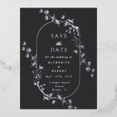 Sketched Modern Floral Wedding Foil Invitation 箔招待状ポストカード (正面)