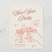 Sketched New Years Eve Party Invitation 招待状 (正面/裏面)