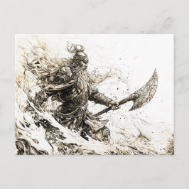 sketched representation of a Viking god ポストカード