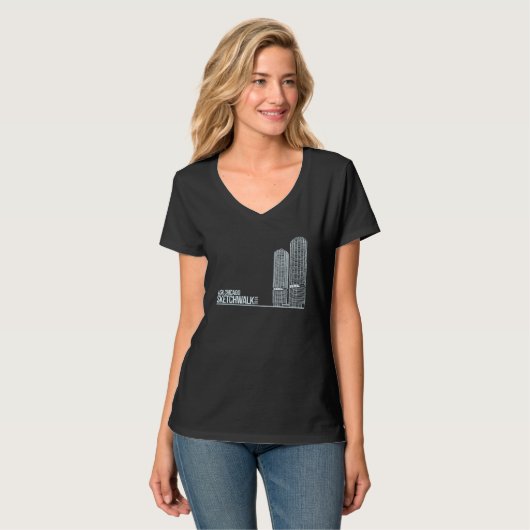 Sketchwalk Chicago Women's Tri Blend V neck Tシャツ (正面フル)