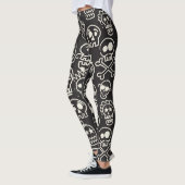 Sketchyブラックスカルシームレス壁紙 レギンス (左)