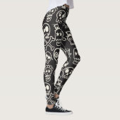 Sketchyブラックスカルシームレス壁紙 レギンス (右)