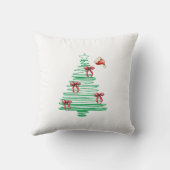 sketchy christmas tree with red bow and santa hat クッション (裏面)