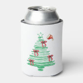 sketchy christmas tree with red bow and santa hat 缶クーラー (缶正面)