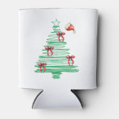 sketchy christmas tree with red bow and santa hat 缶クーラー (正面)