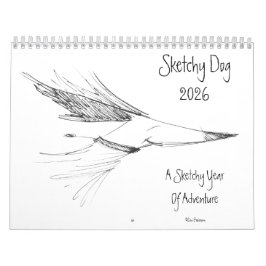 Sketchy Dog Adventures Wall Calendar 2026 カレンダー