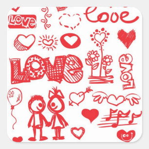 Sketchy Loveスタンプ スクエアシール