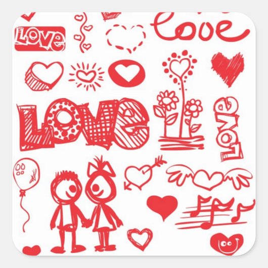 Sketchy Loveスタンプ スクエアシール (正面)