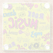 Sketchy Music Doodlesシームレスな背景 ガラスコースター (裏面)