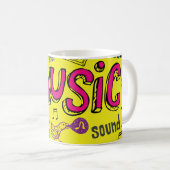 Sketchy Music Doodlesシームレスな背景 コーヒーマグカップ (正面右)