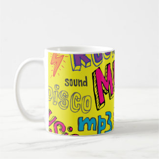 Sketchy Music Doodlesシームレスな背景 コーヒーマグカップ