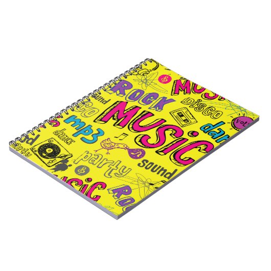 Sketchy Music Doodlesシームレスな背景 ノートブック (左側)