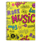 Sketchy Music Doodlesシームレスな背景 ノートブック (正面)