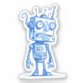 Sketchy Robot Sticker – 手描き予測できなデザイン シール (正面)