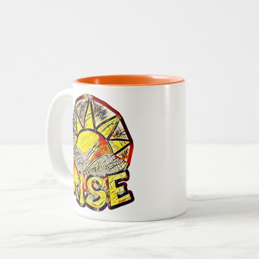 Sketchy Sun Rise ~高揚メッセージ ツートーンマグカップ (正面左)