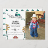 Sketchy Tractor Farm風車の写真1st誕生日 招待状 (正面/裏面)