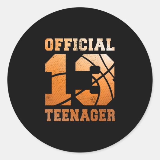 Sketll 13th Birthday Official Teenager Boy 13 Year ラウンドシール (正面)