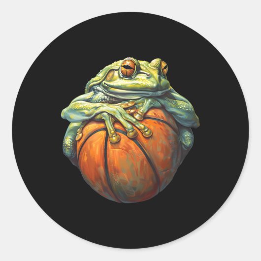 Sketll Frog Bll Player Artwork Drawing Sketll Hoop ラウンドシール (正面)