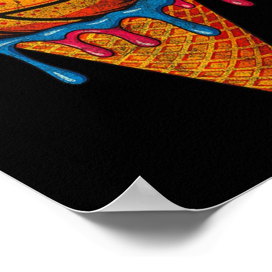 Sketll Ice Cream Cone Fun Drip Sprinkles  ポスター (角)