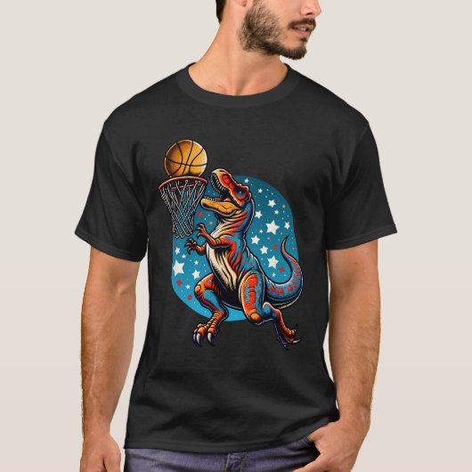 Sketll Player T-rex Dinosaur  Tシャツ (正面)