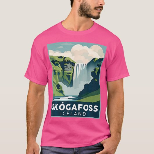 Skgafoss Waterfall Icelandハイキングキャンピングスクガーリー Tシャツ (正面)