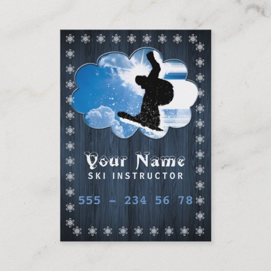 Skiインストラクター-ビジネス-、スケジュールカード 名刺 (正面)