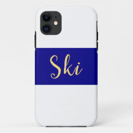 SKIワイド王室のブライトブルー冬の白ストライプ色 iPhone 11 ケース