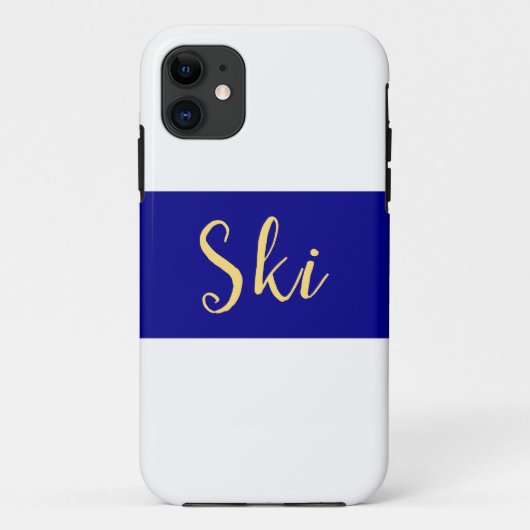 SKIワイド王室のブライトブルー冬の白ストライプ色 Case-Mate iPhoneケース (裏面)